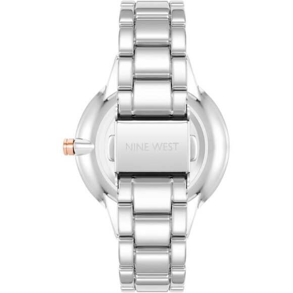 ✨ Nine West Crystal Accented Bracelet Women Silver Mineral Genuine Clasp Watch - Picture 3 of 4